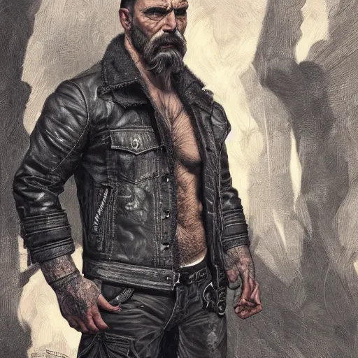 ArtStation - Men's Leather Jacket Outfit