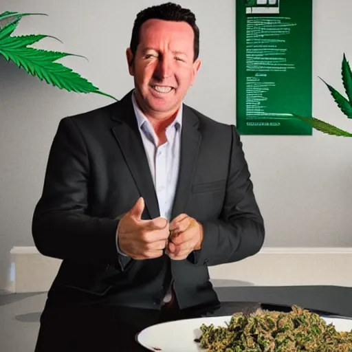 Image similar to mark mcgowan tries cannabis, octane render