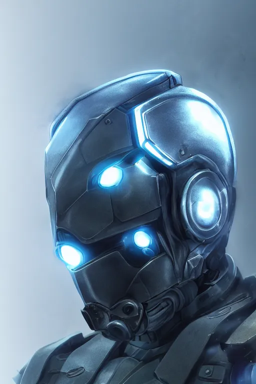 Image similar to cyber cyborg ninja mask helmet metal gear solid artic suit swat commando, global illumination ray tracing hdr fanart arstation by sung choi and eric pfeiffer and gabriel garza and casper konefal, a spectacular view cinematic rays of sunlight comic book illustration, by john kirby