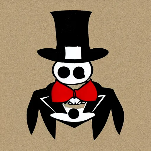 Prompt: vampire with a top hat and a monocle in the style of chad moldenhauer, cuphead, old style