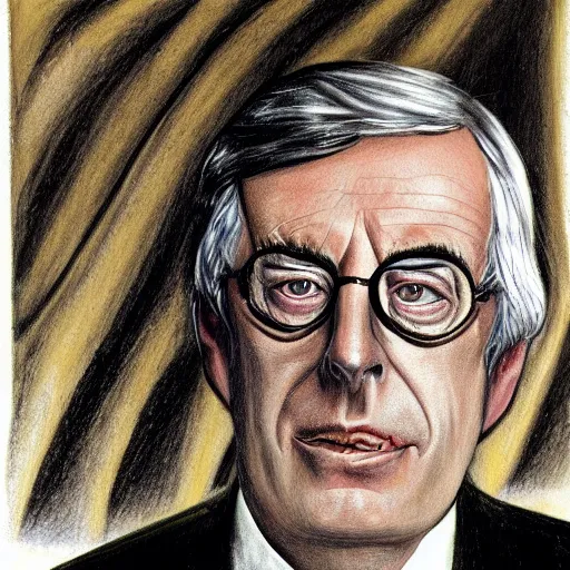 Image similar to illustration of British politician John Major by Giger