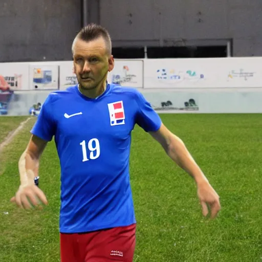 Image similar to slovakian man with the number 0 9 on his shirt goes to work in serbia