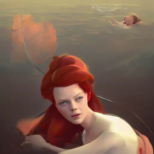 Prompt: Ariel portrait, artwork by Sergey Kolesov and Disney style colab, arstation,