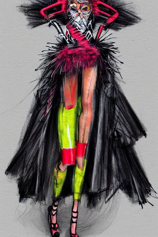 Prompt: crazy fashion catwalk, drag racing, strange clothes, crazy clothes, couture, sketch, pinterest, art by cozzeppe