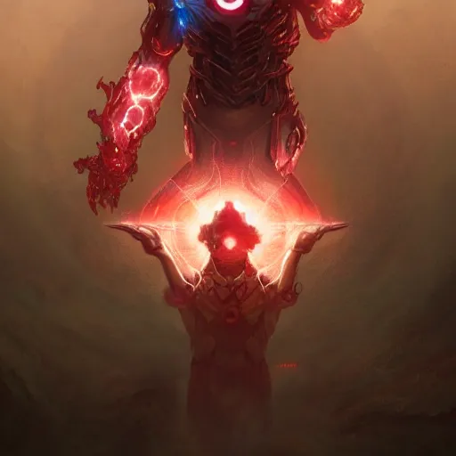 Image similar to portrait middle-earth ring wraith as marvel iron man with red glowing eyes, art by pete mohrbacher and seb mckinnon and beksinski and josan gonzales, digital art, highly detailed, intricate, sci-fi, sharp focus, Trending on Artstation HQ, deviantart, unreal engine 5, 4K UHD image