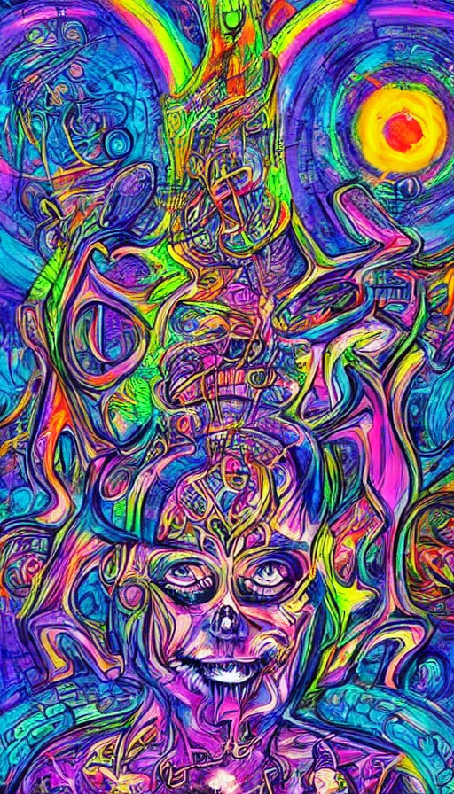 Image similar to psytrance artwork, by schizophrenia patient