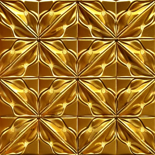 Image similar to 3d render of an abstract medieval pattern gold tile, symetrical