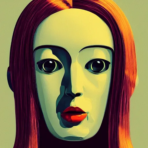 Prompt: portrait of female android, from a stanley kubrick movie