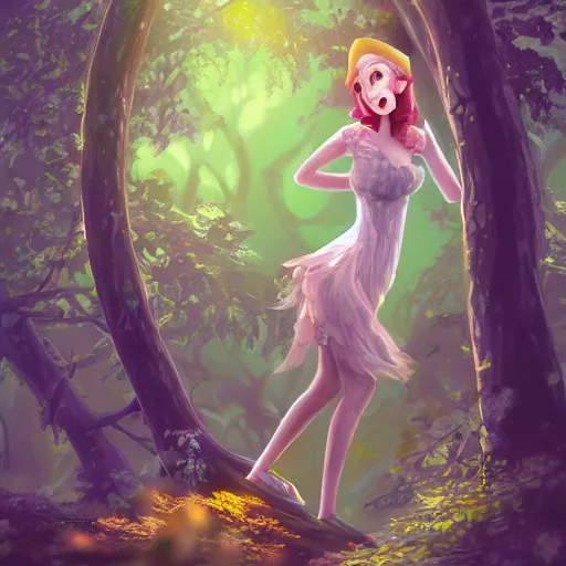 Image similar to alluring tree girl in a magical forest, digital art, trending on artstation