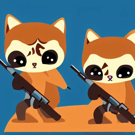 Prompt: An illustration of platoon of cute little anthropomorphic kittens holding rifles and wearing helmets.