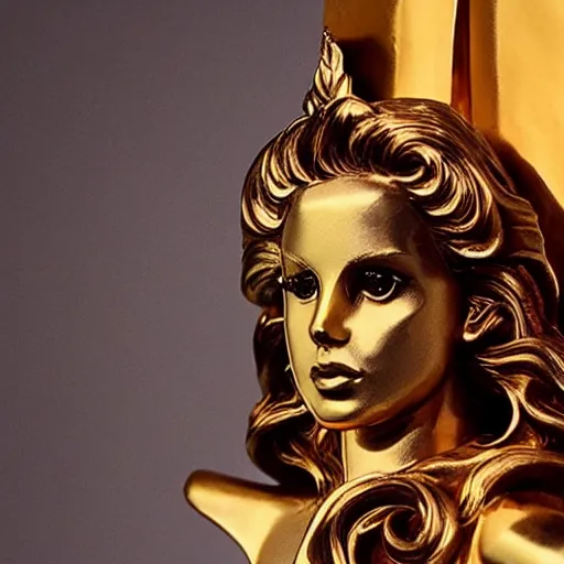 Image similar to golden statue of lana del rey