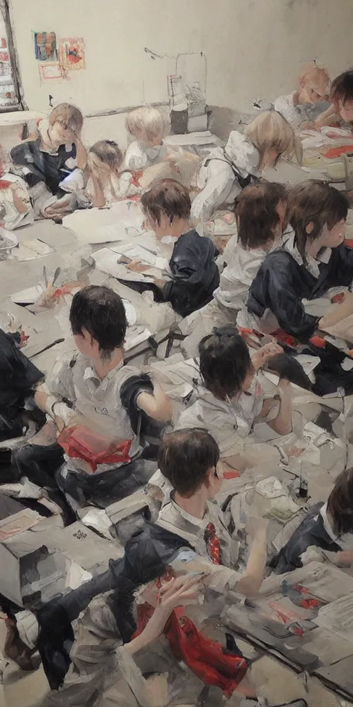 Image similar to oil painting scene from school by kim jung gi