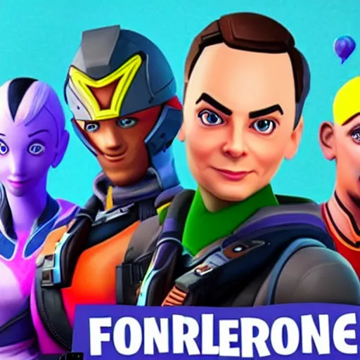 Image similar to sheldon cooper in fortnite