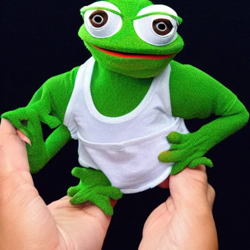 Image similar to pepe frog puppet from the jim henson company