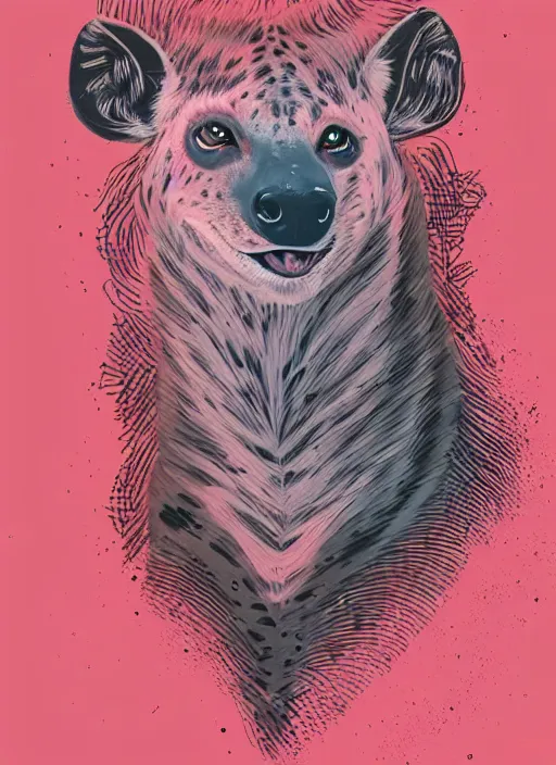 Image similar to beautiful hyena fursona portrait commission of a female anthropomorphic hyena fursona wearing 1 9 8 0 s stylish clothes. city at night in the rain. neon light. atmospheric. character design by charlie bowater, detailed, inked, western comic book art