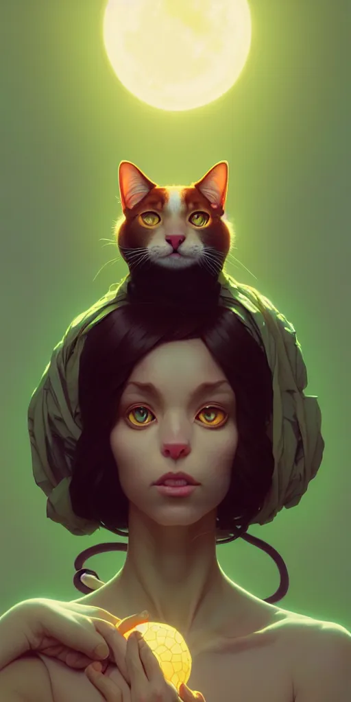 Image similar to portrait of humanoid cat, beautiful body, highly detailed vfx portrait, unreal engine, greg rutkowski, loish, rhads, beeple, makoto shinkai and lois van baarle, ilya kuvshinov, rossdraws, tom bagshaw, alphonse mucha, global illumination, detailed and intricate environment