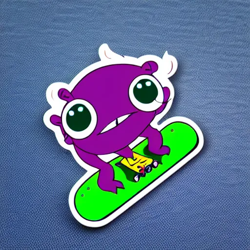 Image similar to cute monster skateboarding, sticker art, cronobreaker, beeple