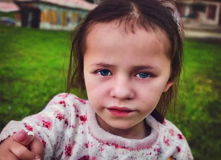 Image similar to professional fine details photo portrait of kid from kazan, tatarstan kid in the postsoviet suburbia, tatar, iphone detailed photo, instagram, beautiful eyes