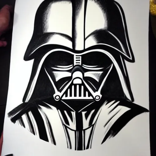 Prompt: darth vader drawn by a child, realistic, high detail,