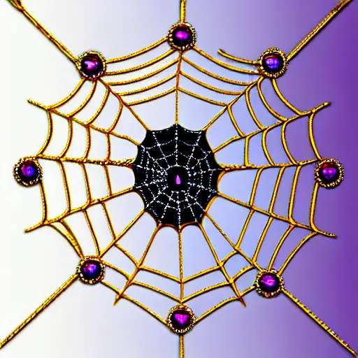 Prompt: A spiderweb made of gold and gems!!!