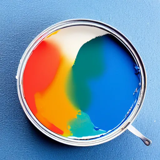 Prompt: can of paint, minimal, modern, solid colors, mix