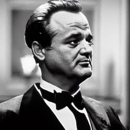 Image similar to bill murray plays the godfather, film still, promotional shot