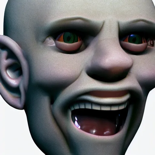 Prompt: 1 9 9 3 cgi test of bald man with mouth wide open in a cartoony fashion