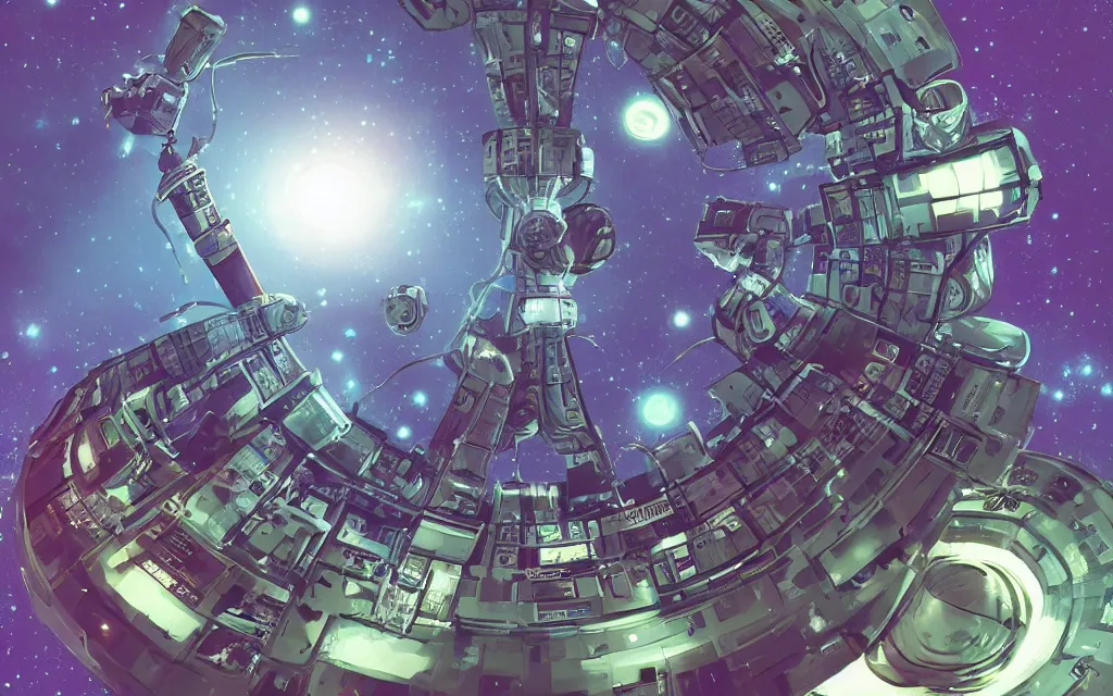 Image similar to clockpunk space station in a beautiful galaxy