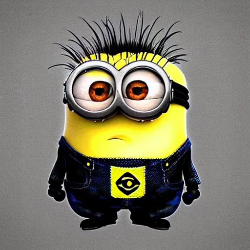 Image similar to “minion from despicable me in the style of h.r. giger”