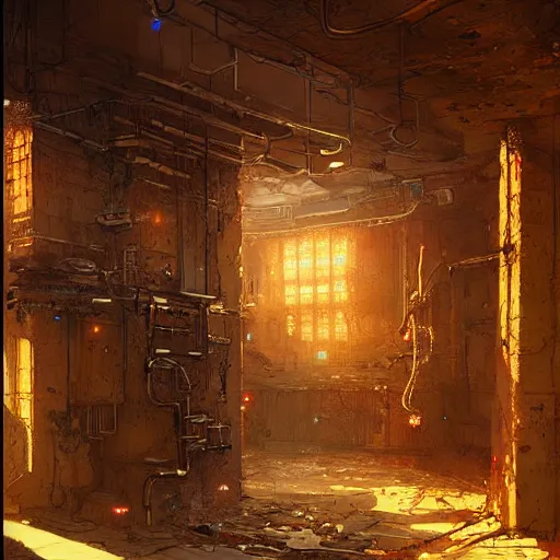 Prompt: a beautiful insanely detailed concept art of a basement, by moebius, by greg rutkowski
