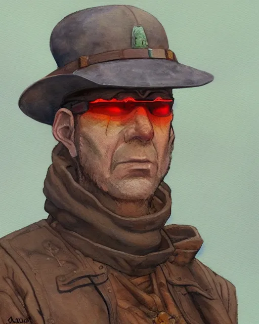 Prompt: a oil / watercolor painting full body character portrait of a bullet artificer in the style of moebius in the style of leonard boyarsky trending on artstation deviantart pinterest detailed realistic hd 8 k high resolution