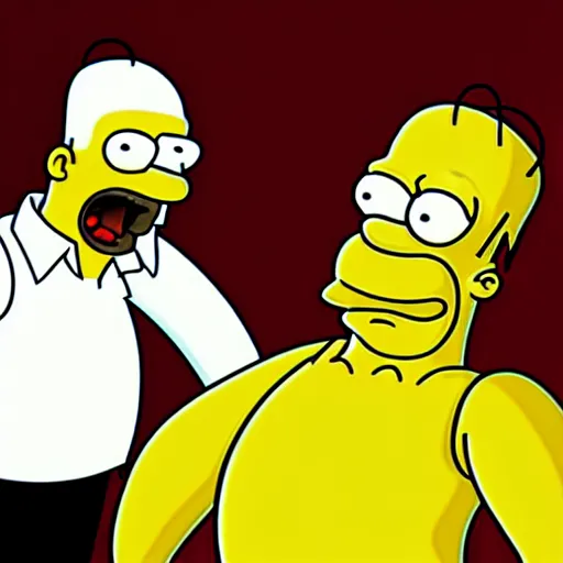 Image similar to ice cube and homer simpson talking