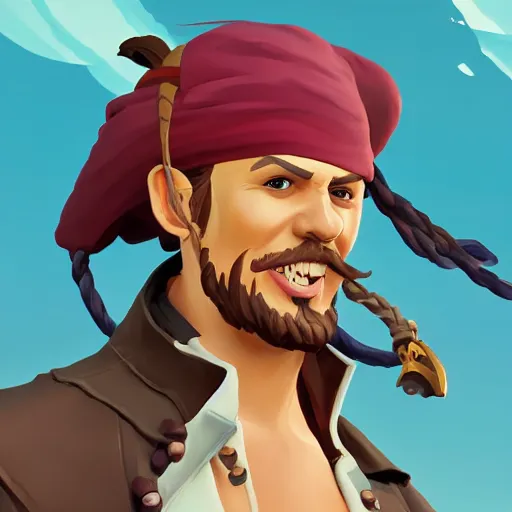 Image similar to painting jack the pirate on sea of thieves game avatar hero mermaid smooth face median photoshop filter cutout vector behance hd by jesper ejsing, by rhads, makoto shinkai and lois van baarle, ilya kuvshinov, rossdraws, illustration, art by ilya kuvshinov and gustav klimt