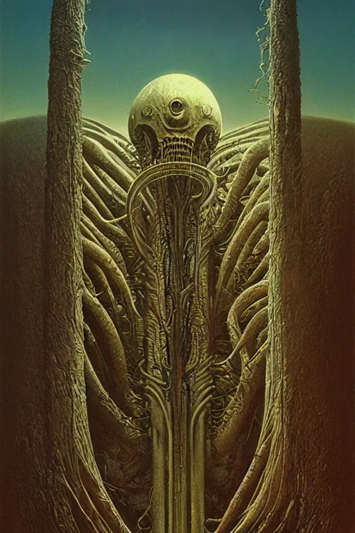 Image similar to travel poster by giger, zdzisław beksinski, greg rutkowski