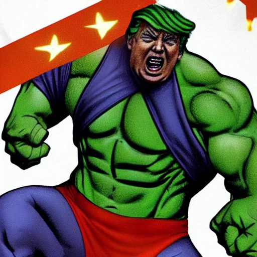 Image similar to donald trump as hulk