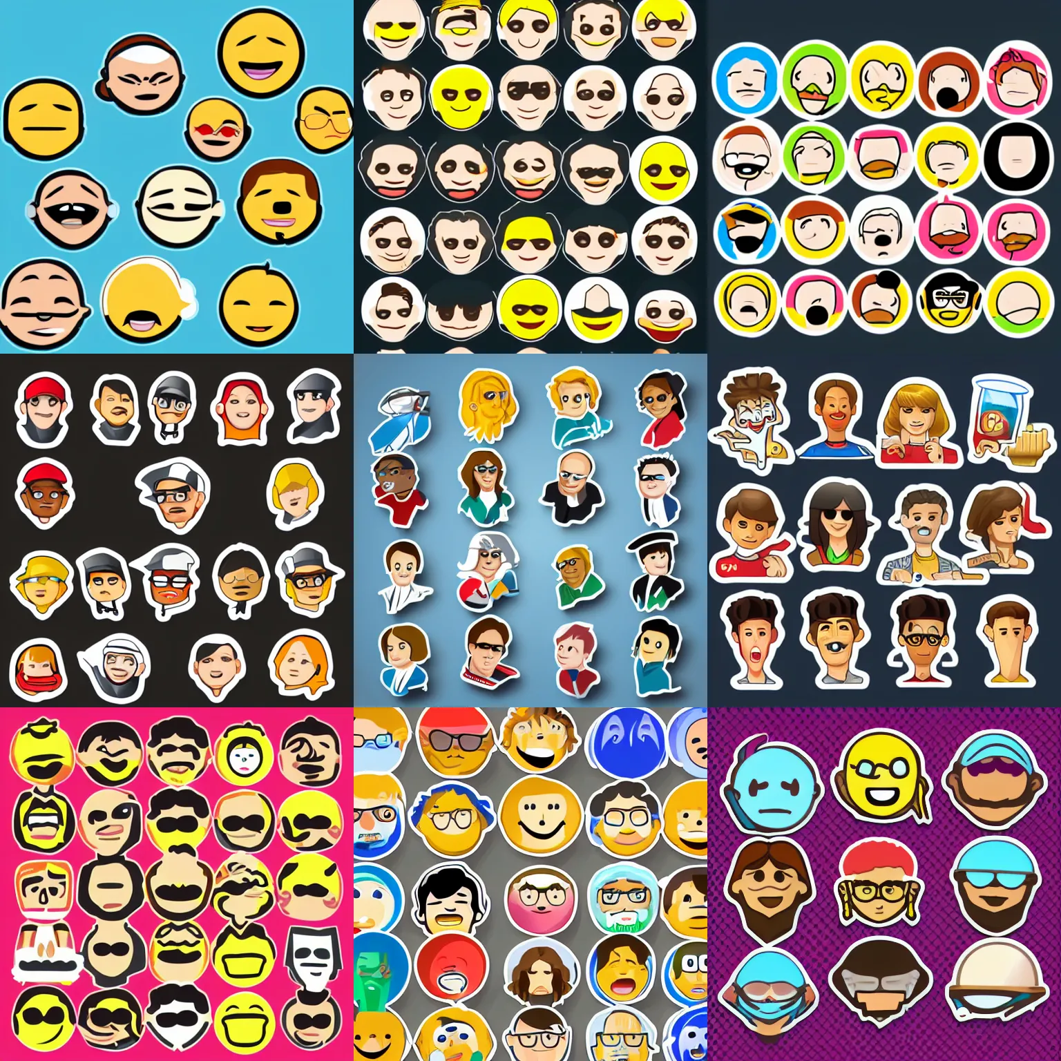 Prompt: famous memes as vector illustrated emoji chat stickers
