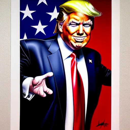 Prompt: portrait of donald trump in the style jason edmiston