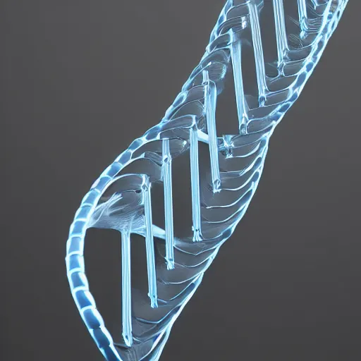 Prompt: DNA helix, blue and grey, studio light, octane render, soft filter