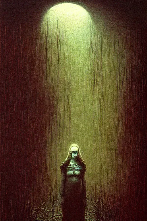 Image similar to alyson hannigan as maid by beksinski