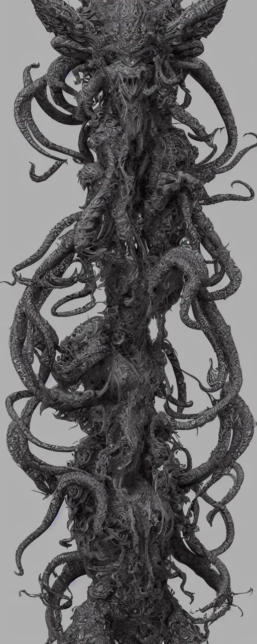 Image similar to a ancient cthulhu goddess, fantasy, intricate, highly detailed, artstation, zbrush, concept art, smooth, octane render sharp focus, full color