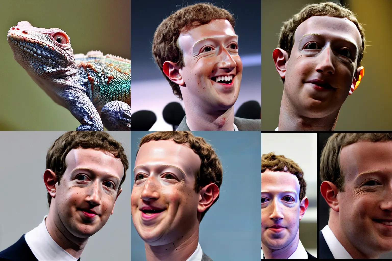 Prompt: Hybrid between Mark Zuckerberg and a lizard
