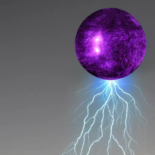 Image similar to a glowing magical orb flickering with purple and green lightning