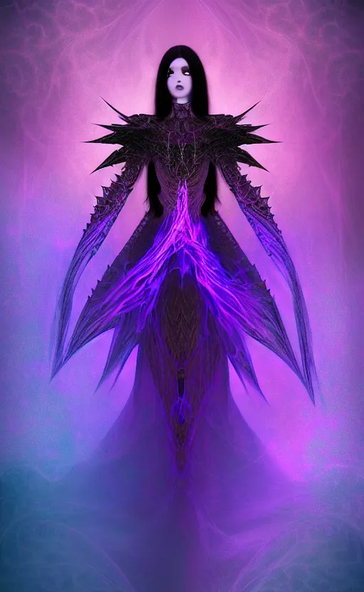 Image similar to Gothic princess in dragon armor made of Fractal flame,