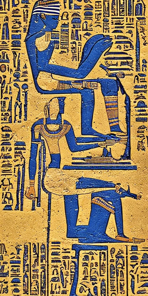 Image similar to egyptian hieroglyph blueprints to a spaceship