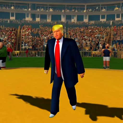 Image similar to Donald Trump in Bully, rockstar games, gameplay,