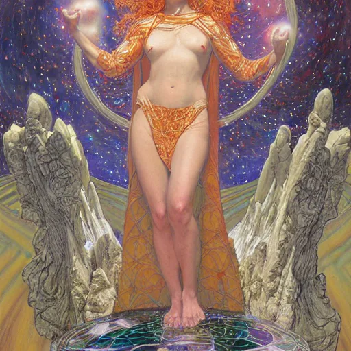 Prompt: the goddess of science, by donato giancola.