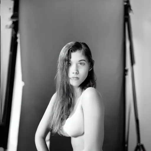 Prompt: High-definition studio portrait of the most beautiful woman in the world, f/3.2, 50mm SLR