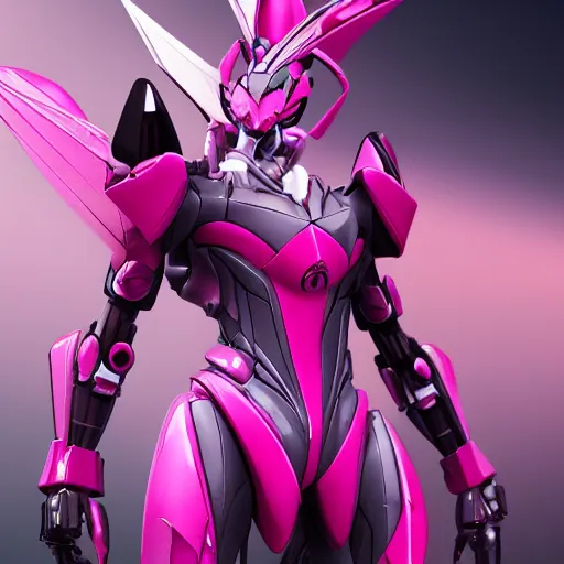 Image similar to Arcee from the transformers cartoon on Cybertron, pink, artstation, high detail, action