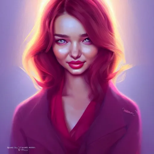 Image similar to a portrait of miranda kerr, pastel crimson - red, art by lois van baarle and loish and ross tran and rossdraws and sam yang and samdoesarts and artgerm and saruei and disney and wlop, digital art, highly detailed, intricate, sharp focus, trending on artstation hq, deviantart, unreal engine 5, 4 k uhd image