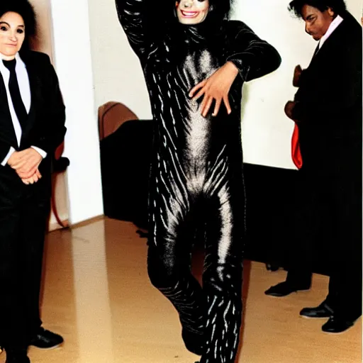 Image similar to michael jackson in a cat suit